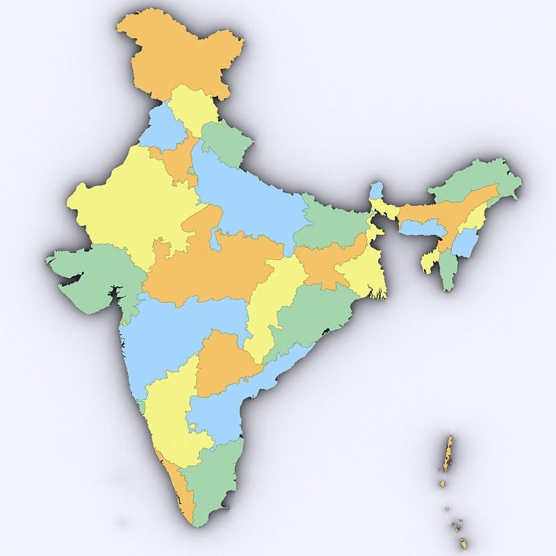 3D mapa Indii