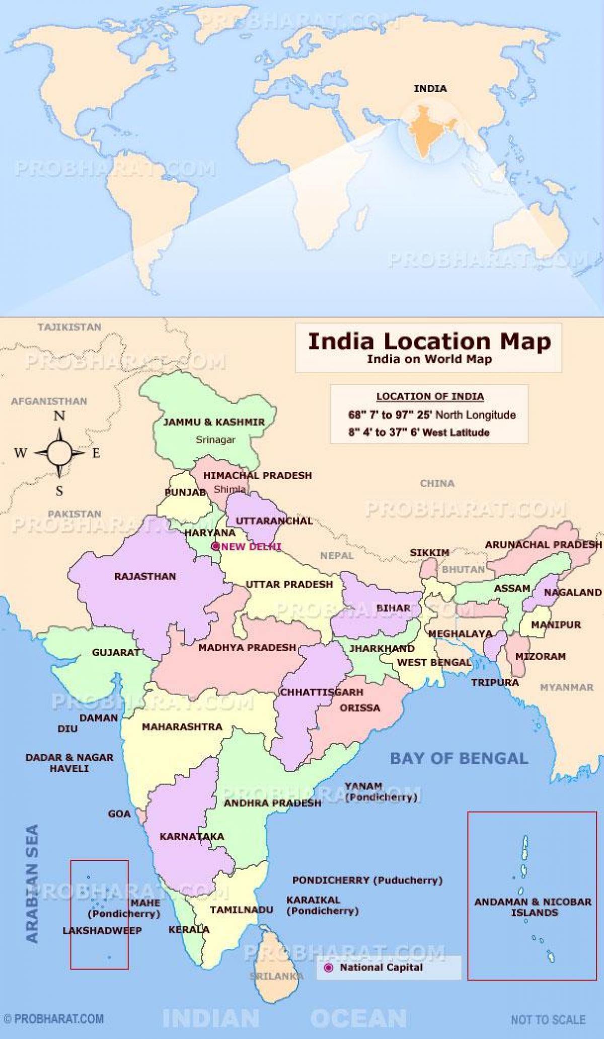 Lokalizacja Indiach na mapie