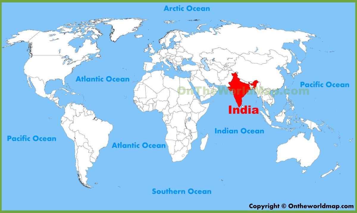 Mapa świata Indiach