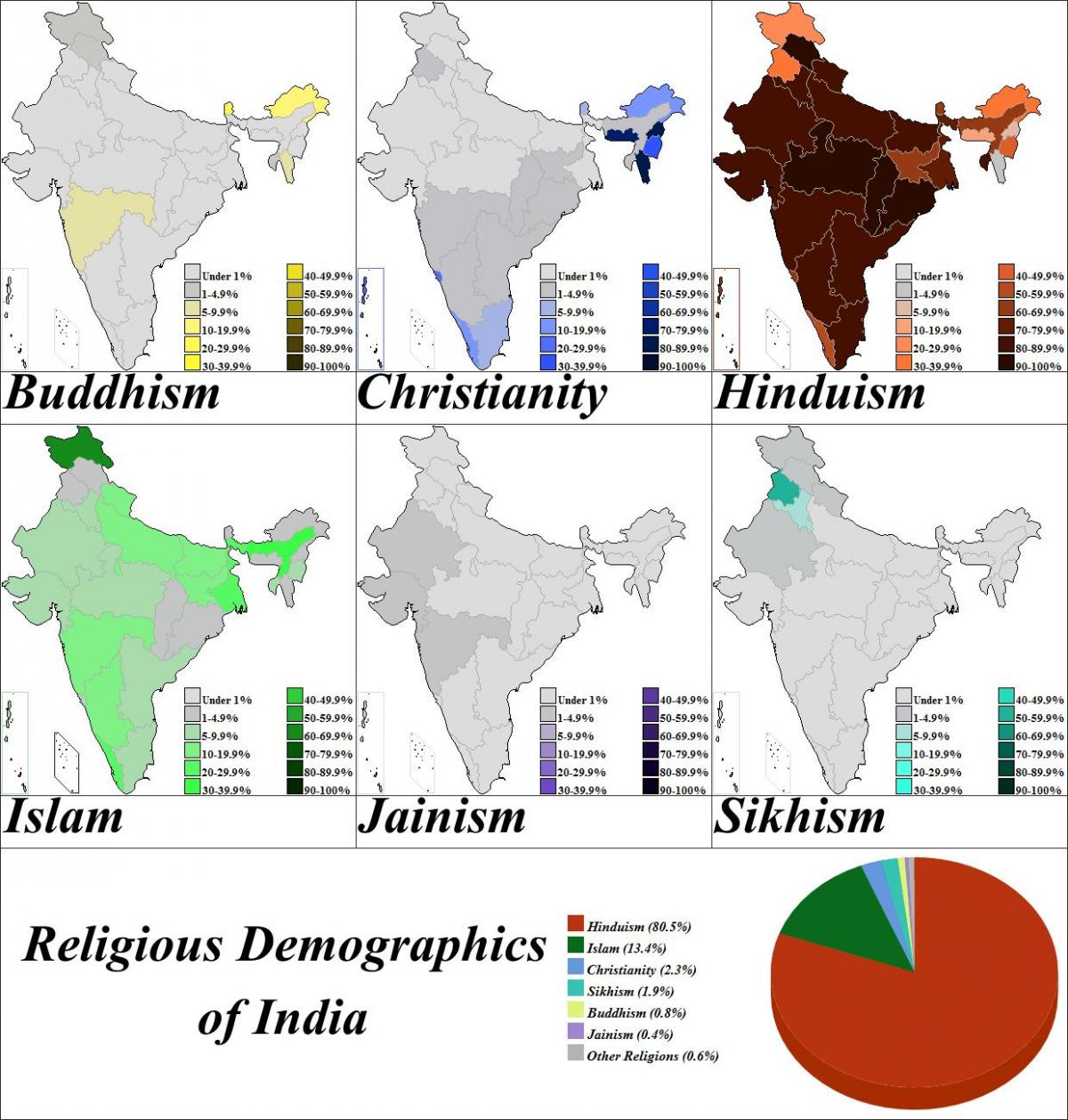 mapa Indii religia