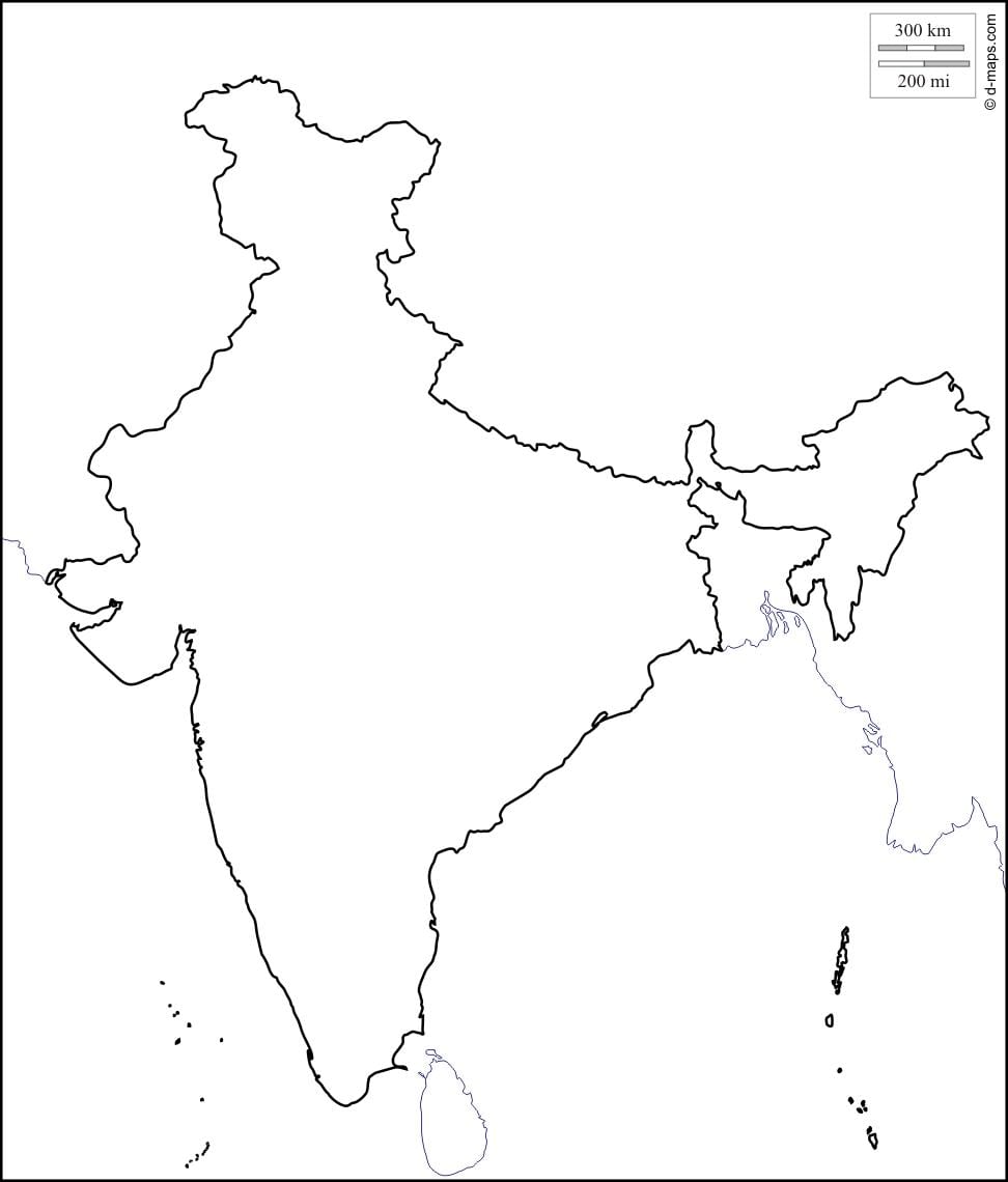 Indie mapa konturowa