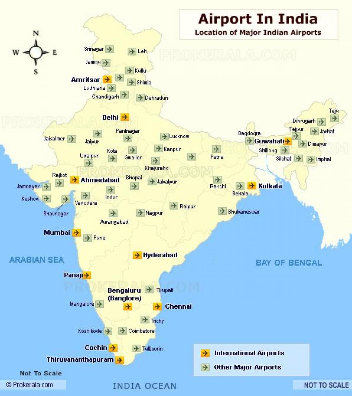 mapa lotnisk międzynarodowych w Indiach
