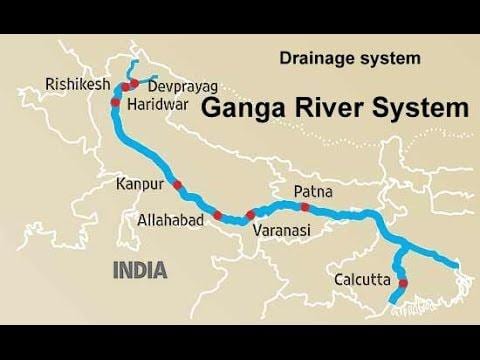rzeka Ganges na mapie Indii