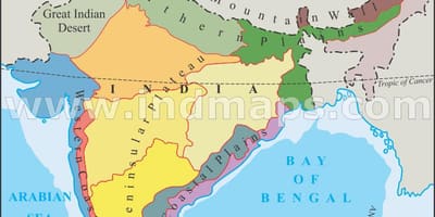 Fizyczny podział Indii mapa
