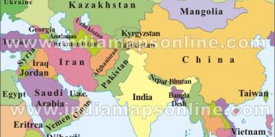 Mapa Indii z krajami sąsiadującymi