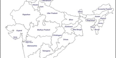Mapa konturowa Indii z państwami