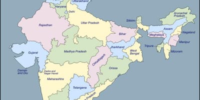 Mapa Indii z nazwami państw