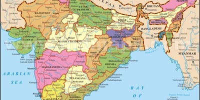 Mapa Indii ze Stanami i miastami