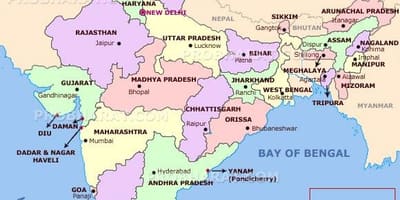 Mapa Indii ze stolicami