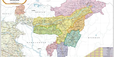 Mapa Indii północno-wschodniej części